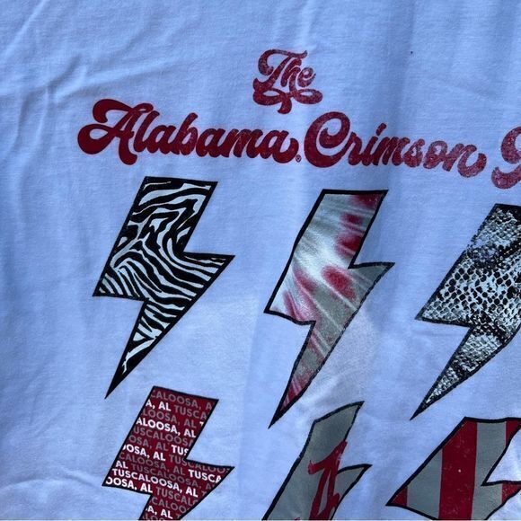 NWT NCAA Alabama Crimson Tide Cotton Flash Lightning T-Shirt Size XL White - Picture 5 of 7